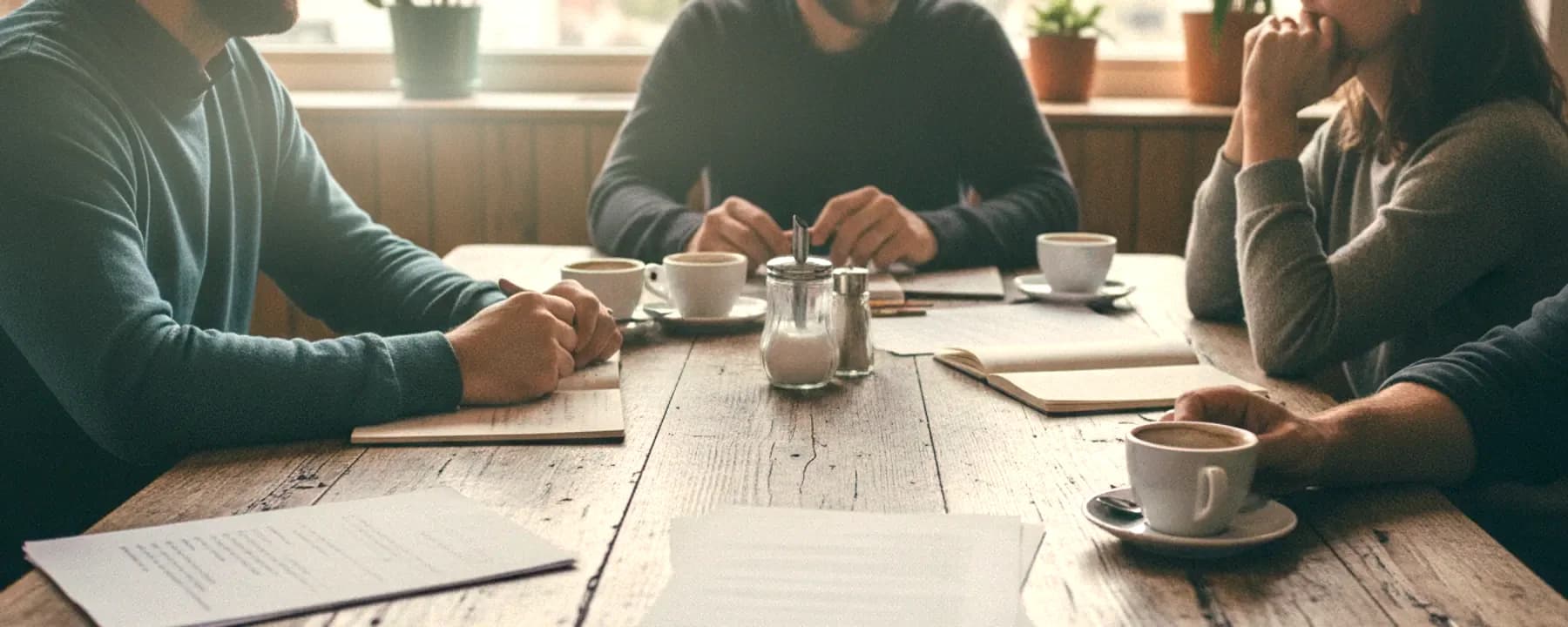 Beratungsgespräch am Tisch mit Unterlagen