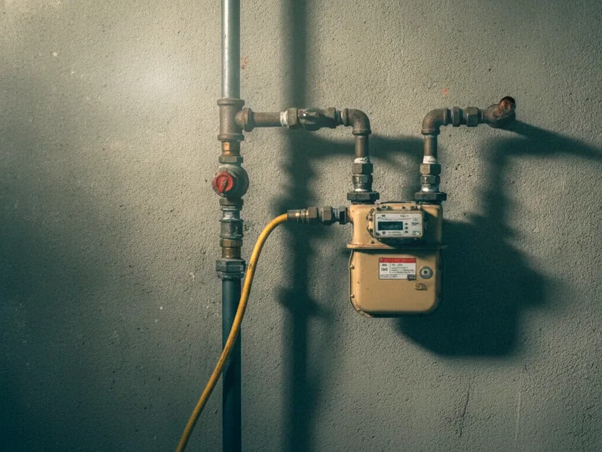Nahaufnahme eines Gaszählers im Keller